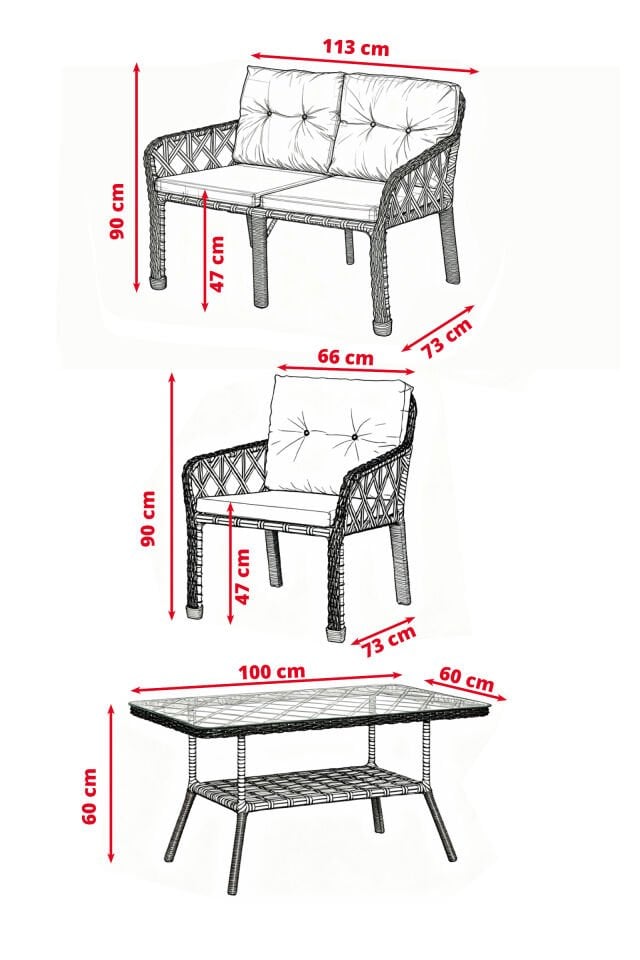 NEVA 2+1+1+MASA BAHÇE TAKIMI