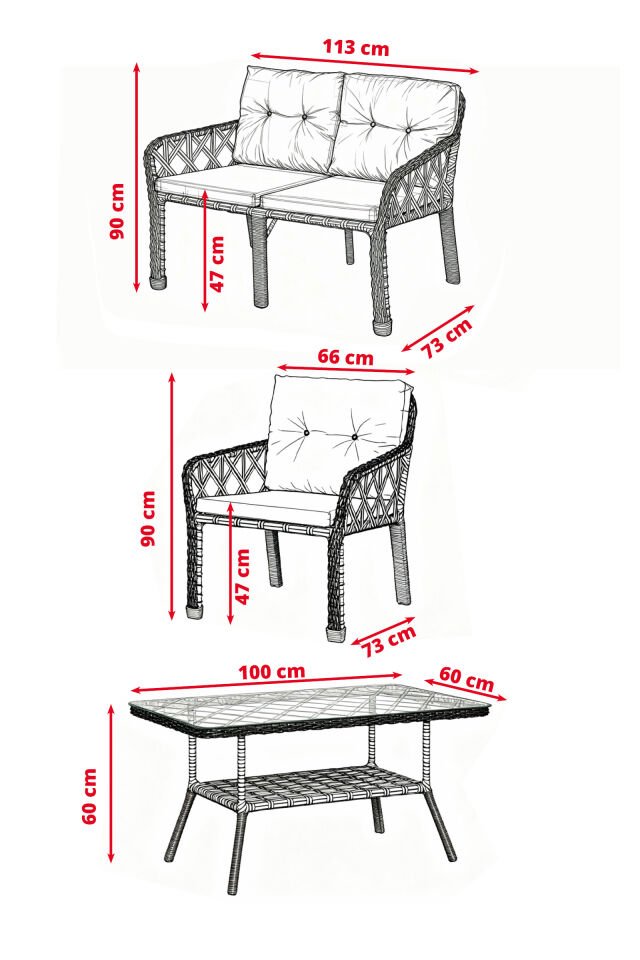 NEVA 2+1+1+MASA BAHÇE TAKIMI